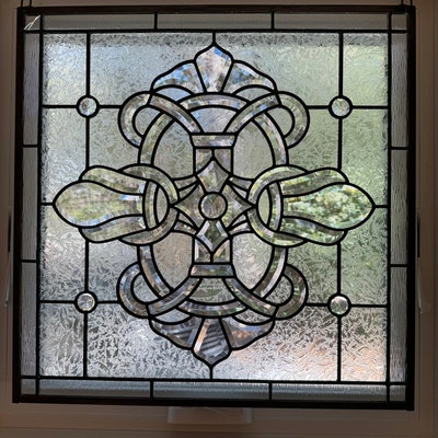 Beveled Glass Panel In Antique Stained Glass Windows For Sale