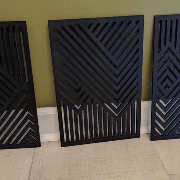 Mountain Wood Wall Art Panels Set of 3 Geometric Wooden Artwork - Etsy
