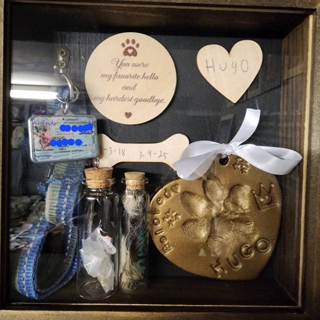 Rustic Dog Memorial Shadow Box, Pet Collar Holder Picture Frame