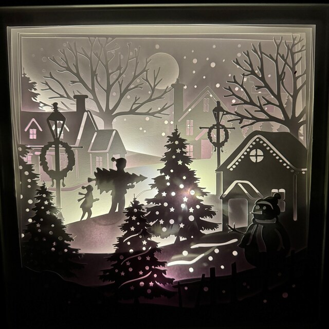 Christmas Snowman Shadow Box SVG: 3D Paper Cutting Template