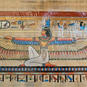 Maat - Goddess Isis - Vintage Authentic Hand Painted Papyus
