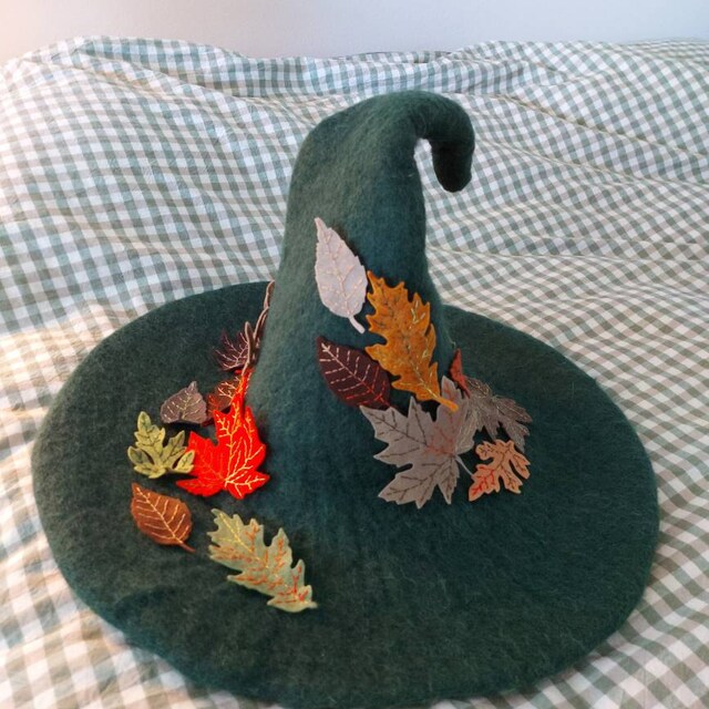 Witch Hat Wizard Magic Hat- Wizard Black Wool Felt Tall