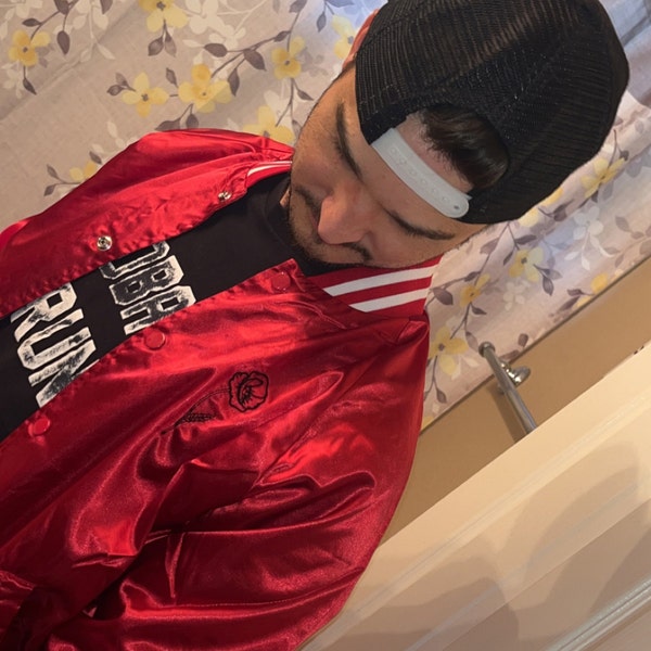 B Appliquéd Embroidered Baseball Jacket