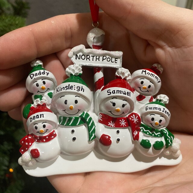 6人家族用クリスマスオーナメント、雪だるまのクリスマスオーナメント