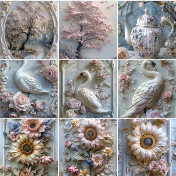 Decoupage scrapbooking paper texture vintage ephemera flowers and butterflies | Premium AI-generated image