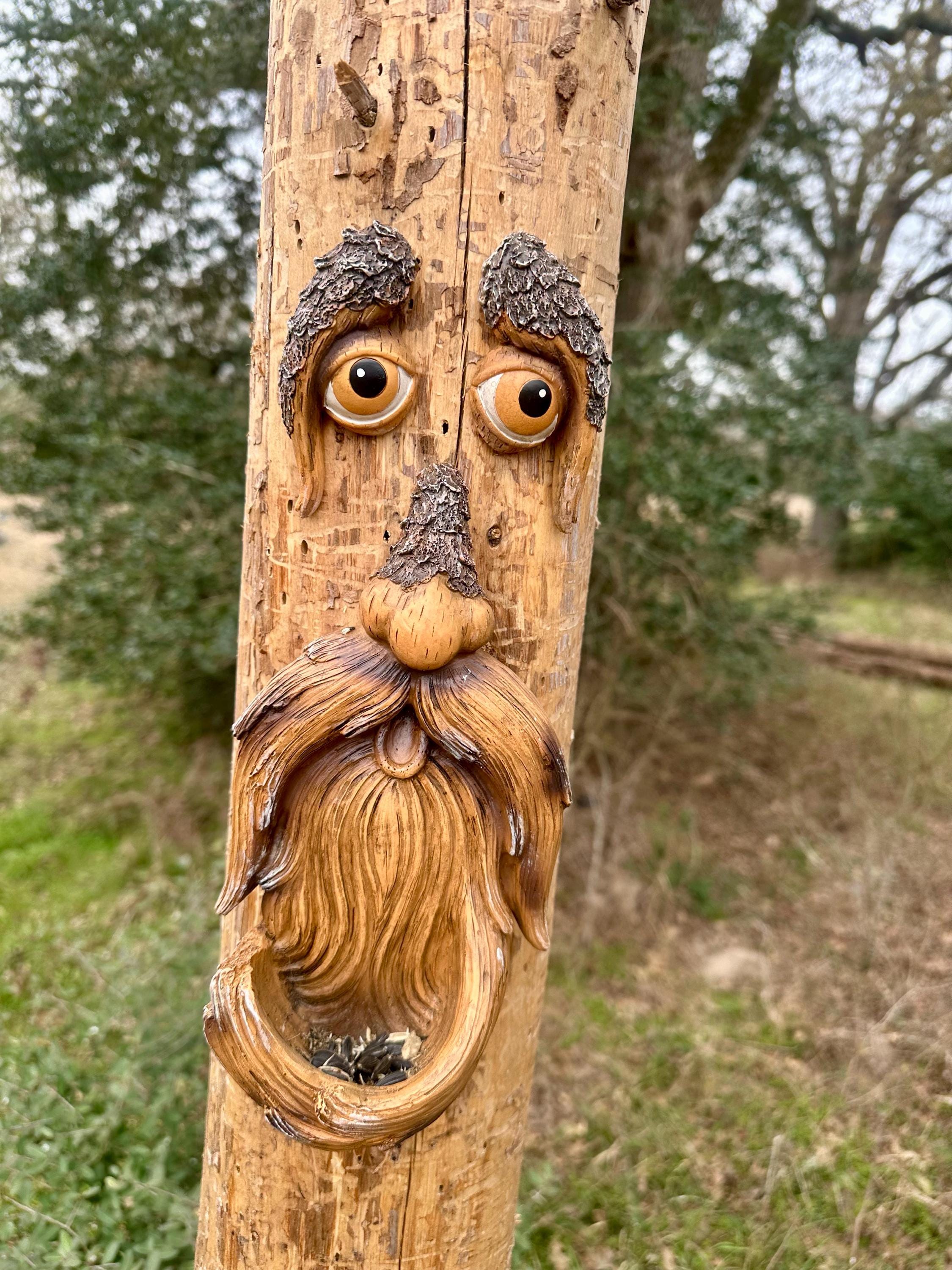 Tree Faces Garden Decor –Tree Hugger Bird Feeder– Yard Art– gift for dad- tree decorations outdoor- Garden Sculpture- Magical face for tree