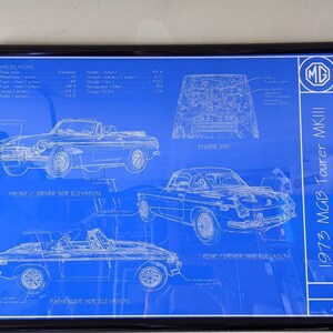 1973 MGB Roadster MKIII Blueprint Poster 18