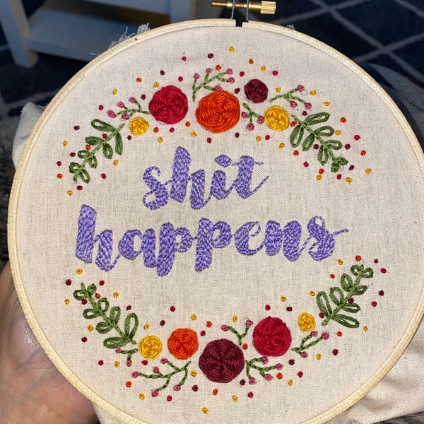 Shit Happens | PDF Embroidery Pattern With Instructions | Funny Cursing ...