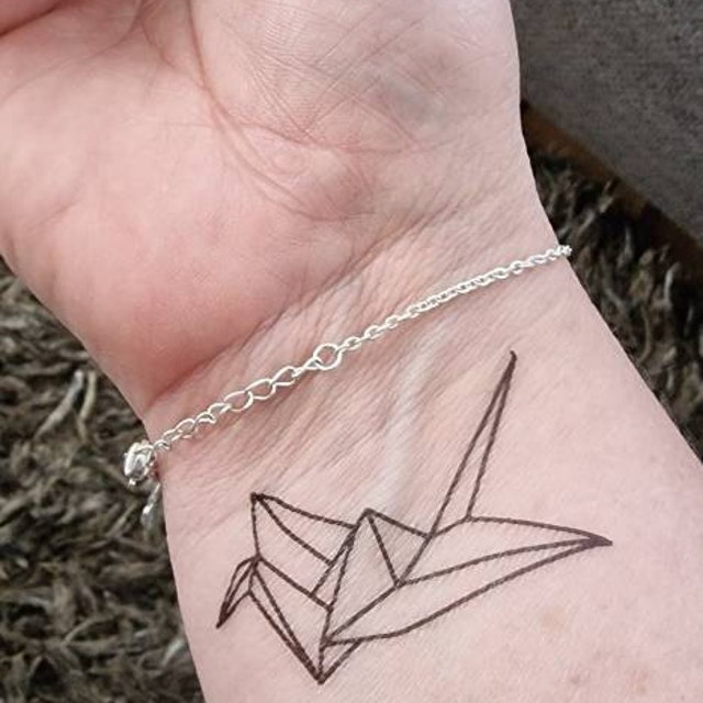 Paper Crane Temporary Tattoo / Small Tattoo / Paper Crane Gift Idea / Bird  Temporary Tattoo 