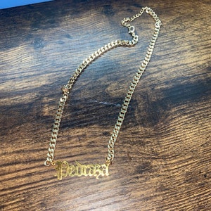 14K Gold Name Necklace Cuban Chain Necklace Personalized - Etsy
