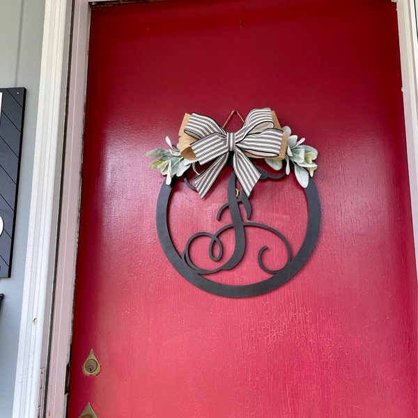 Last Name Door Sign Initial Door Wreath Personalized Front Door Family ...