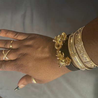 Contemporary Smooth Pattern Gold Bangle Bracelet 14k Gold - Etsy