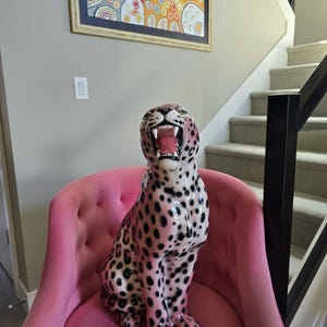 Exclusive Decorative Statue Leopard Pink 62 Cm Ceramic