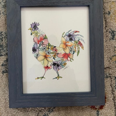 CHICKEN Wall Art Print, Bird Art, Watercolor Farmhouse Decor Painting