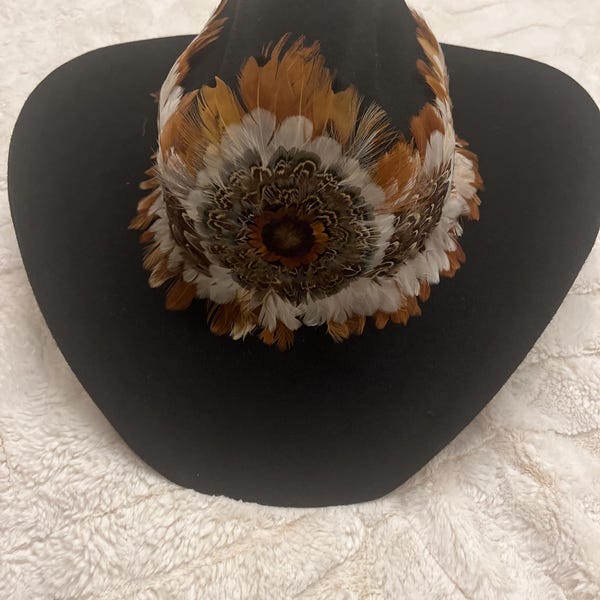 Boho Western Hat w/ Choice of Feather Hat Band-Rust 982g