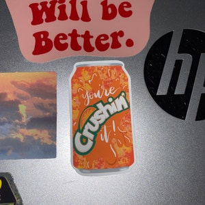 Orange You’re Crushing It Food Pun Vinyl Sticker