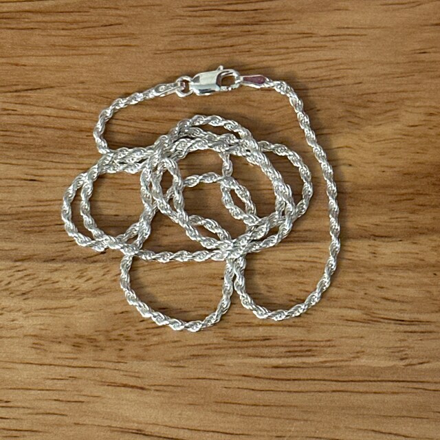 Twisted Rope Chain, SOLID 925 Silver Necklace, Diamond Cut, Men