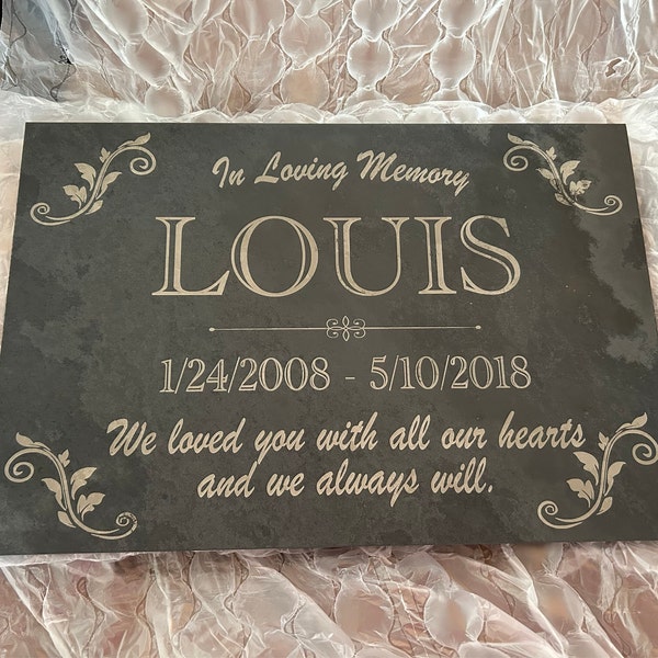 Memorial Stone Gray Slate for Mom Dad, Personalized in Loving Memory ...