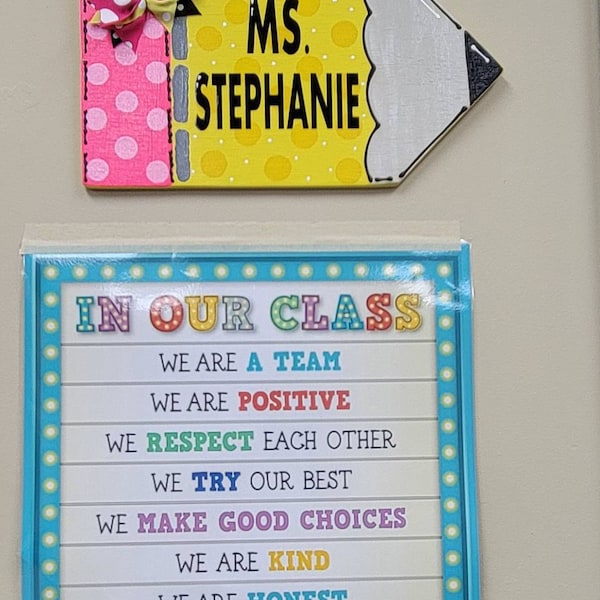 Personalized TEACHER PENCIL SIGN Name Plaque School Class Classroom ...