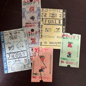 5 Horse Race Tickets 1970s Vintage Bowie Track Ephemera Colorful