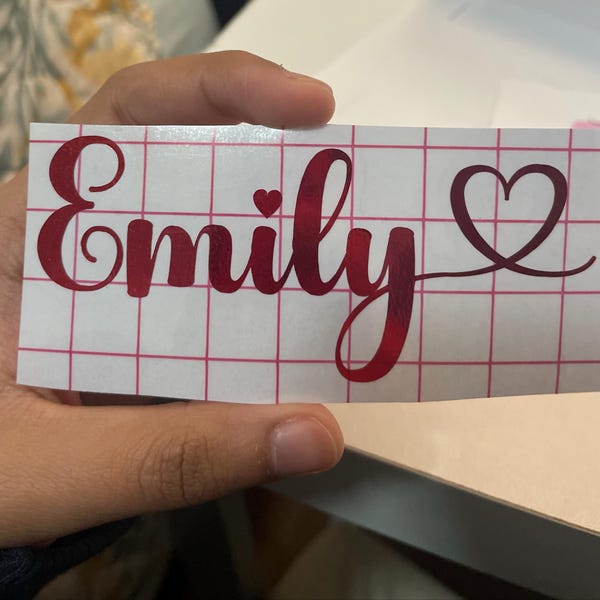 Chrome Custom Name Decal | Holographic Sticker | Personalized Heart ...