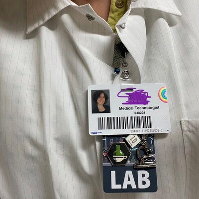 LAB Badge Buddy Black Chemistry Themed Vertical Badge Id Card by