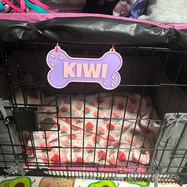 Image showcasing Personalized Dog Crate Sign, Custom Kennel Nameplate, Toy Box Sign ...
