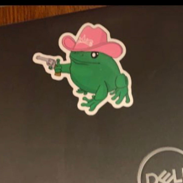 Cowboy Frog Sticker Cowboy Frog Sticker | Vinyl Sticker | Weatherproof and Scratch ...