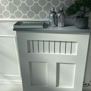 Bespoke Custom Radiator Cover Solid White Oak Top Grey Wash UK - Etsy