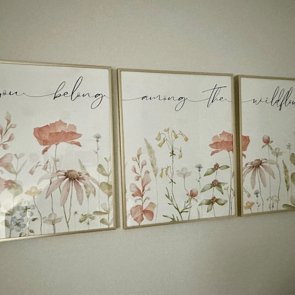Wildflower Watercolor Prints Set of 3 16x20 Inch, Watercolor Poppy ...