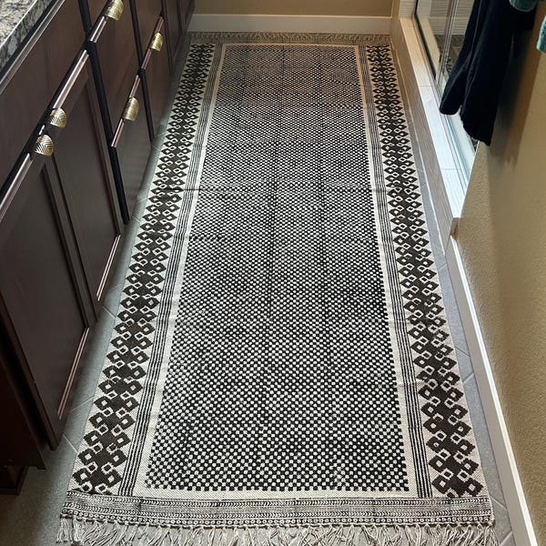 Handmade Green Cotton Durries Hand Block Printed Rugs for Living Room ...