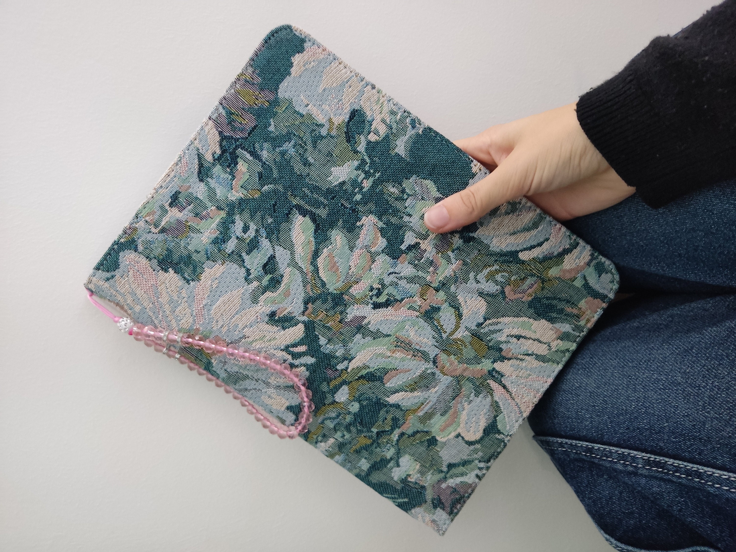 Vintage French Blues Embroidery Fabric iPad Case,iPad Air 11&quot; 13&quot; 2024 iPad Pro 11&quot; 13&quot; iPad Air 5 Pro 12.9&#39;&#39; iPad 10 mini 7(A17 Pro) case