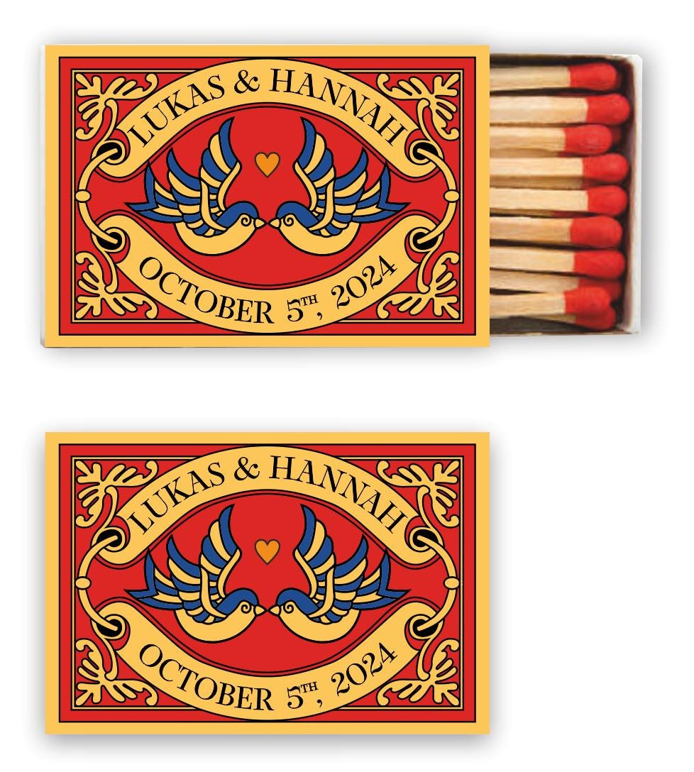 Bulk Custom Vintage Matches - Personalized Matchboxes -  Favor Matchboxes - Vintage Decor - Bridal Shower - Boho wedding - Rustic wedding