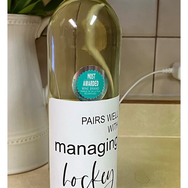 Hockey Coach Gift Christmas Wine Label Pairs Well With Coaching Thank ...