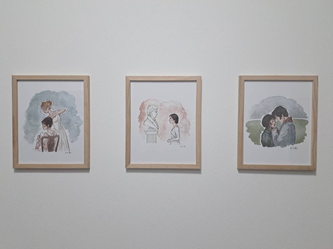 Pride & Prejudice Pemberley Print | Watercolor Illustration | 8x10&quot; 5x7&quot; Archival Art Print | Mr. Darcy Elizabeth Bennet