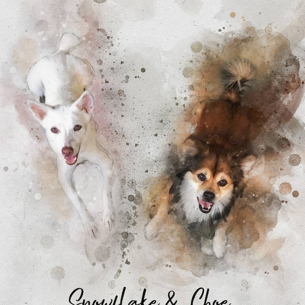 Custom Watercolor Pet Portrait From Photo, Personalized Pet Portrait ...