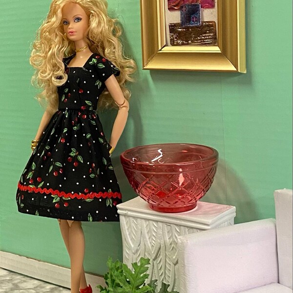 Hot Pink Lace Doll Dress For 11.5" Fashion Dolls (Fits Modern Barbie) - Handmade