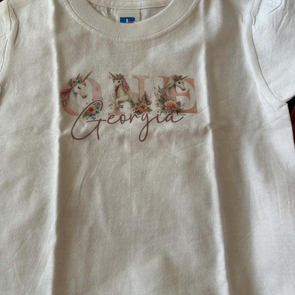 Personalised Unicorn Colouring T-shirt ANY NAME Washable Colour Me Fun ...