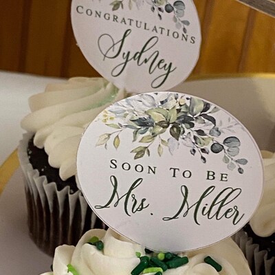 Greenery Gold Cupcake Topper, 100% Editable Text, Love is Sweet Favor ...