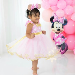 Pink and Gold Birthday Dress MINNIE MOUSE Dress Minnie TUTU - Etsy