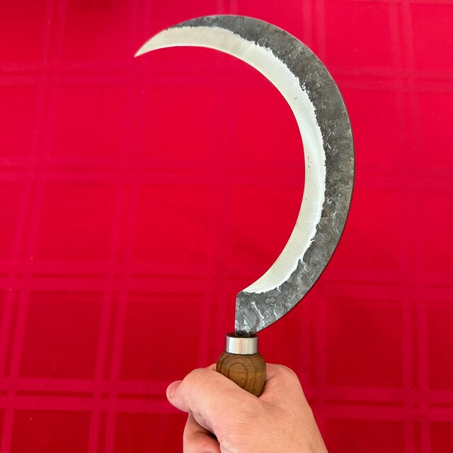 Hand Forged Big Sickle - 52100 Steel Blade, Ergonomic Ash