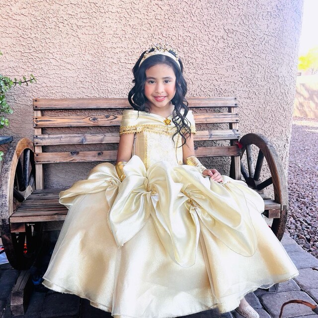 disney's belle gold dress NWT Disney Collection Belle Costume Yellow Gold Gown Dress Child Size Small  5/6