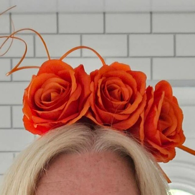 Orange Rose Flower Quill Feather Fascinator Headband Hair  display picture 2
