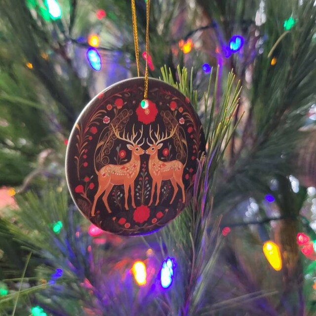 Vintage Nordic Christmas Ceramic Ornament, Scandinavian Vintage Nordic Christmas Ceramic Ornament, Scandinavian