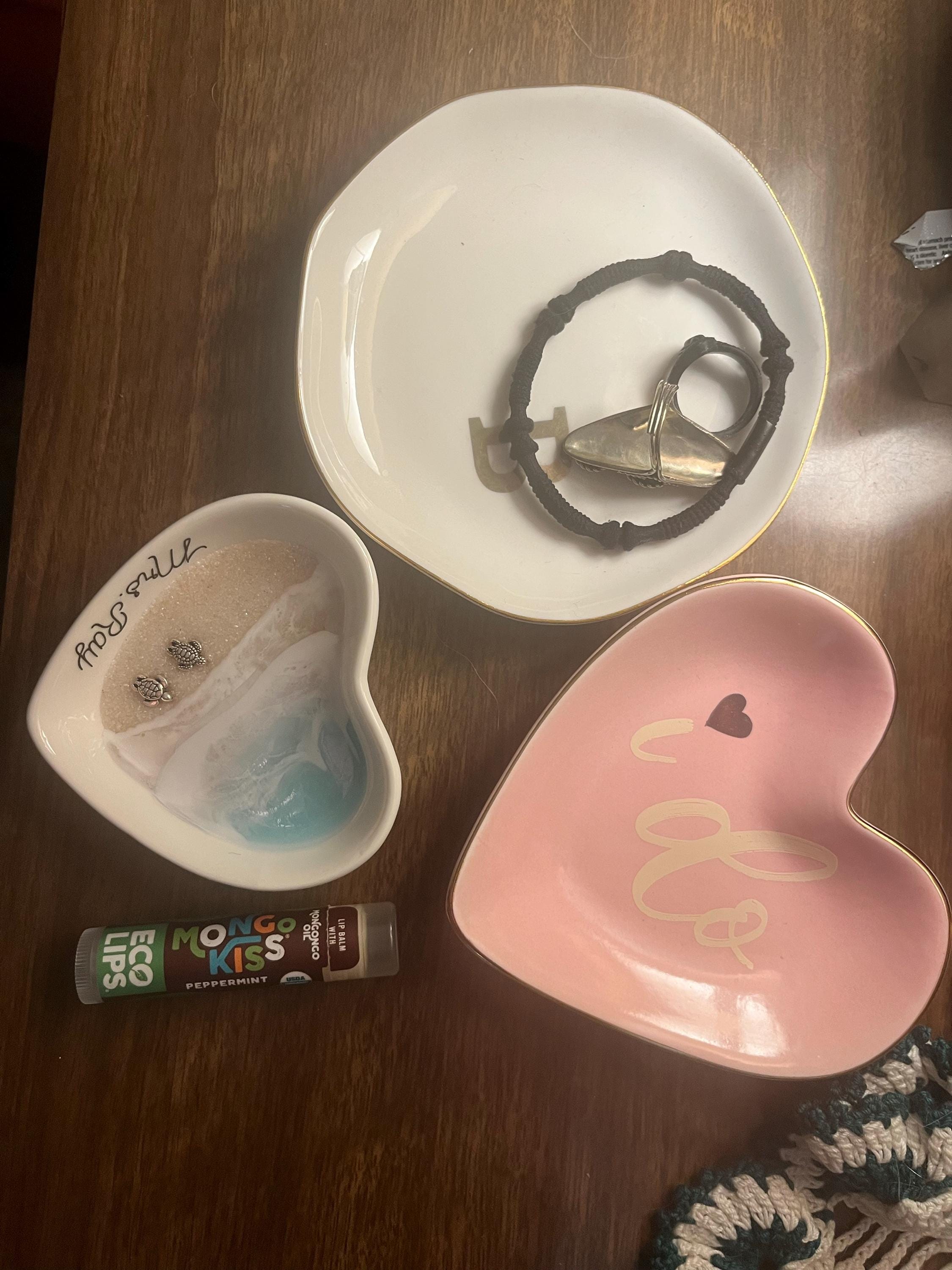 Personalized Turtle Ring Dish Custom Wedding Gift Engagement Engaged Fiancé Wife Custom Ocean Decor Beach Ceramic Heart Woman Anniversary
