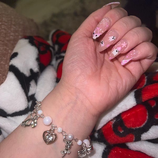 Y2K Coquette Red Heart Necklace, Silver Heart Pendant Chain Link