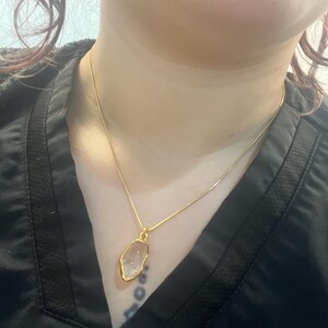 Customer photo from Taylor, Raw Crystal Necklace with Paperclip Chain