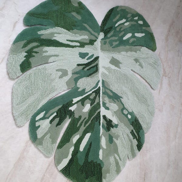 Monstera Rug,alocasia Tufted Rugs,green Monstera Leaf Rug,hand-tufted ...