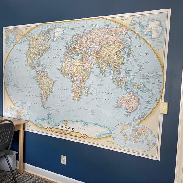 National Geographic World Map Wall Mural - 125th Anniversary Edition ...