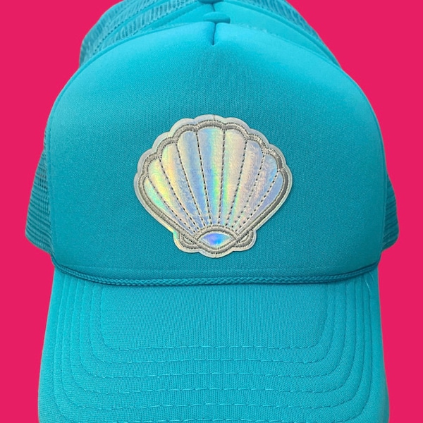 Seashell Iridescent Iron on Patch Mermaid Shell Sew Patch Holographic ...